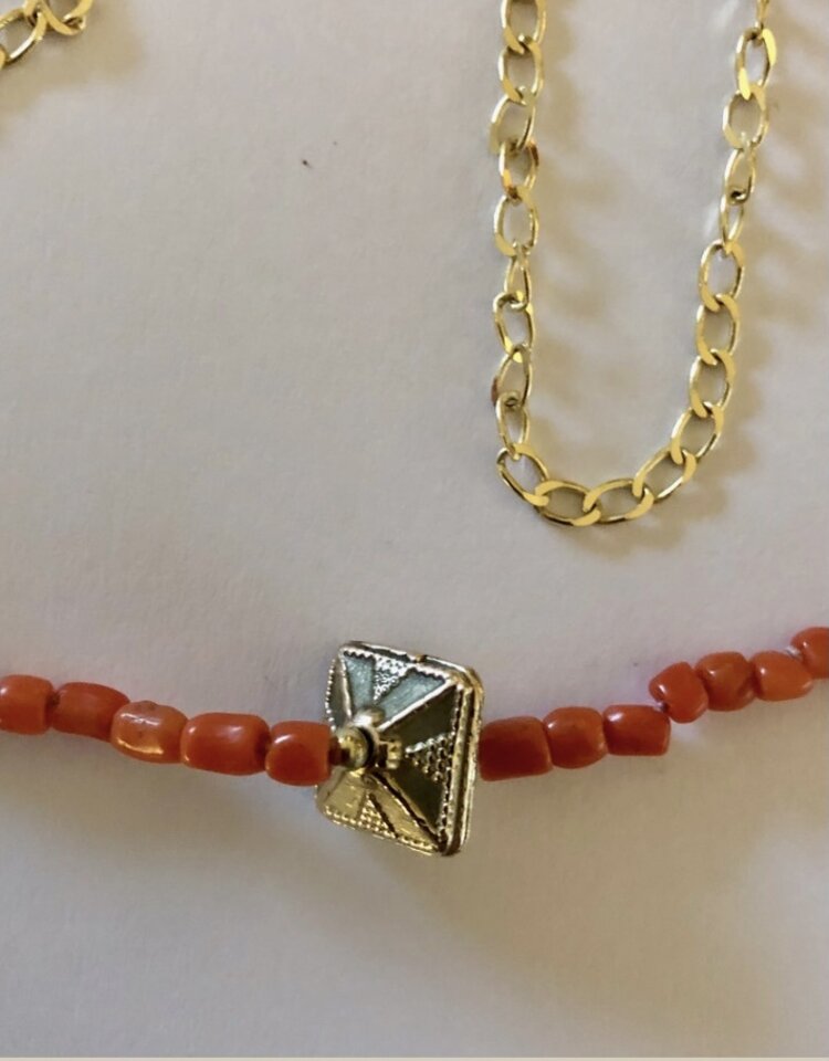 Indian bead gourmet coral necklace