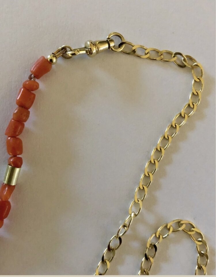 Indian bead gourmet coral necklace