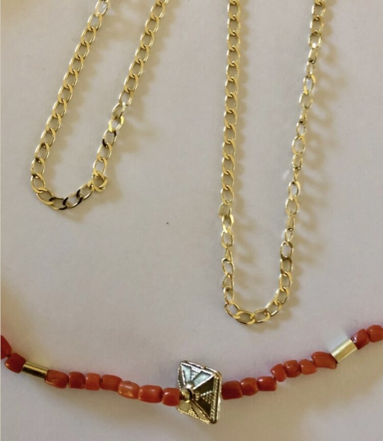 Indian bead gourmet coral necklace