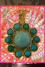 Turquoise floral charm from Rajasthan India 18 crt