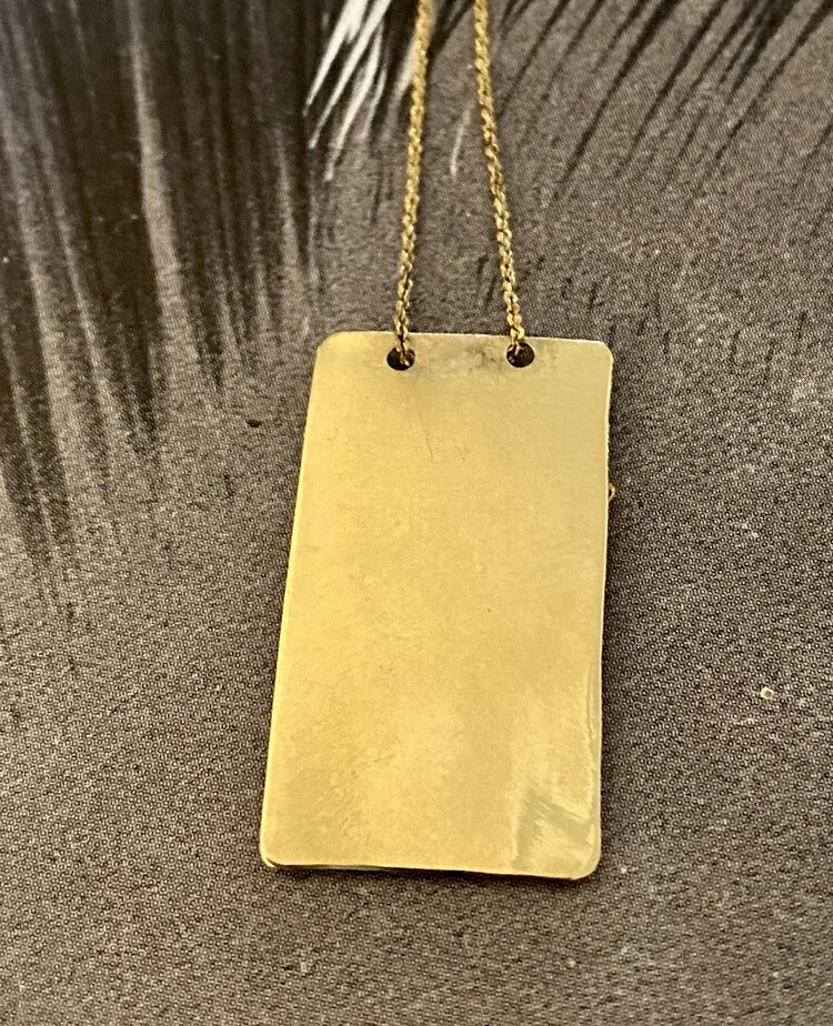 Palm plaque charm necklace 14 crt