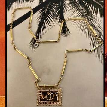 Chunky bar link necklace with true love charm 14crt Chunky bar link necklace with true love charm 14crt