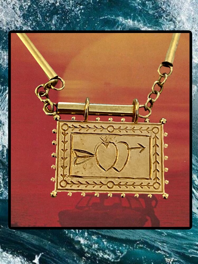 Chunky bar link necklace with true love charm  14crt