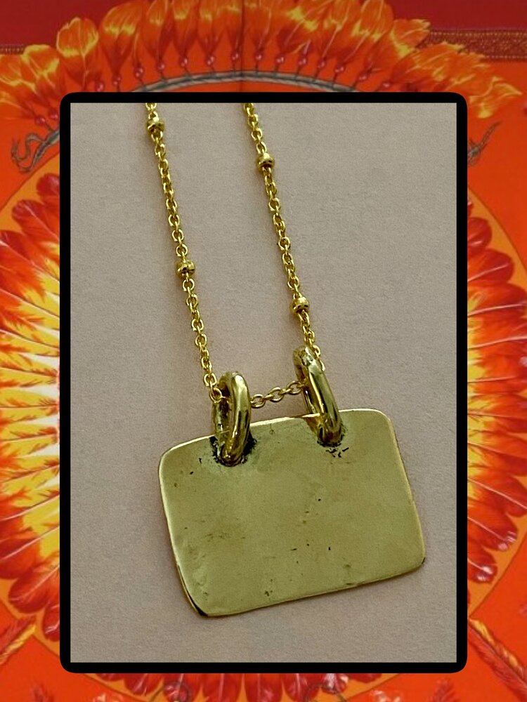 Dangling plaque 14 crt gold bamboo necklace
