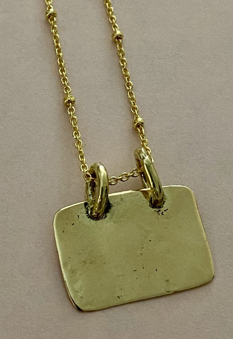 Dangling plaque 14 crt gold bamboo necklace