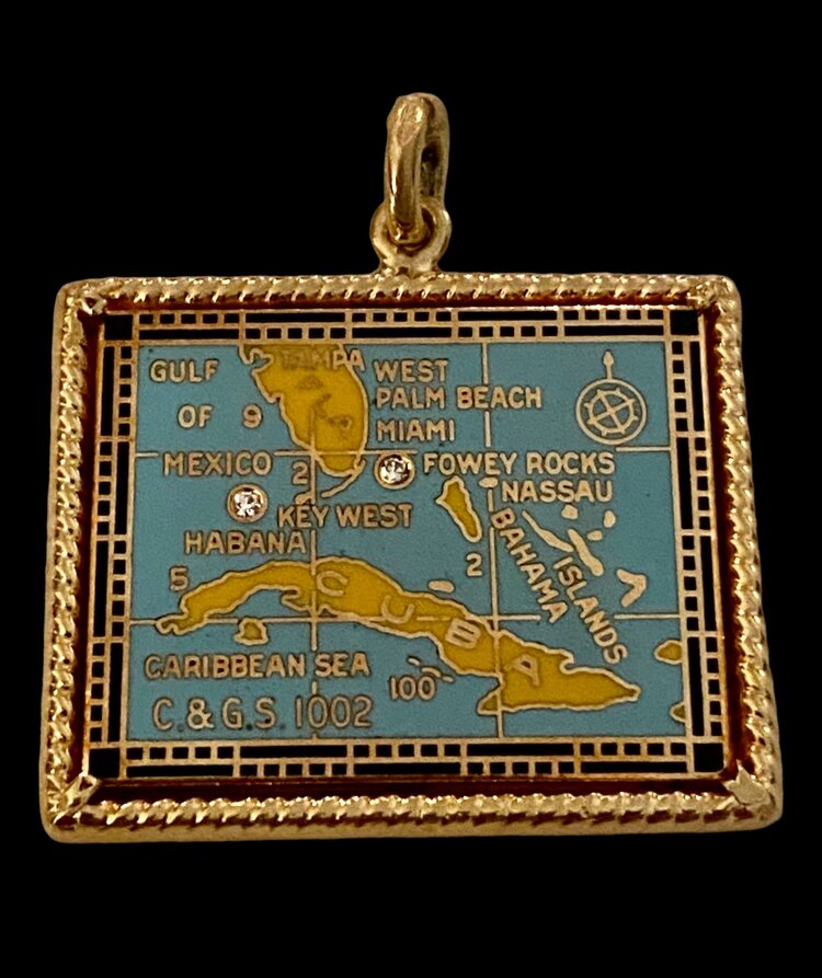 Caribbean map charm diamonds 14 crt