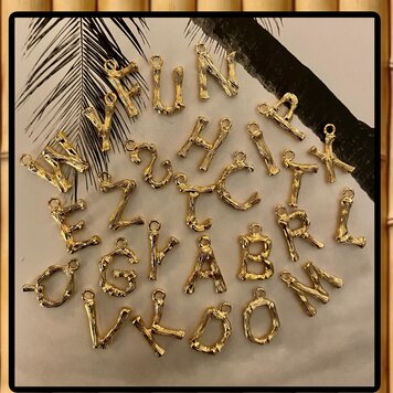 Bamboo Initial charm 14 crt