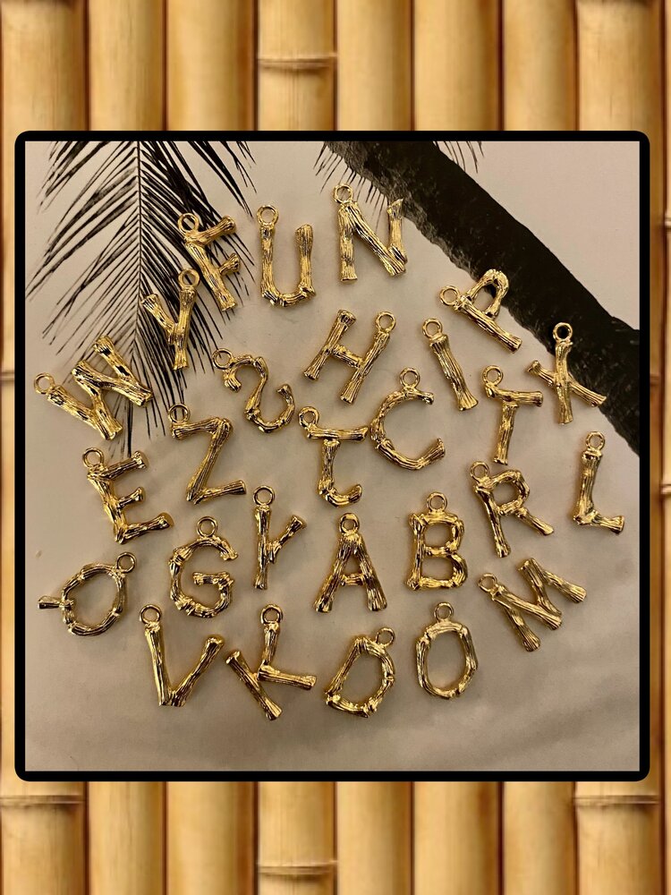 Bamboo Initial charm 14 crt