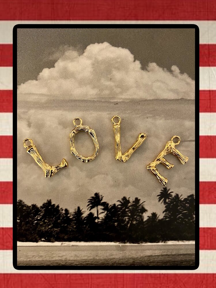 Bamboo Initial charm 14 crt