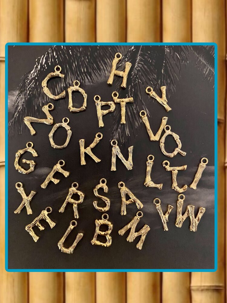 Bamboo Initial charm 14 crt