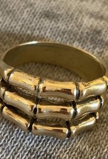 Triple Bamboo bar ring massive 14 crt gold