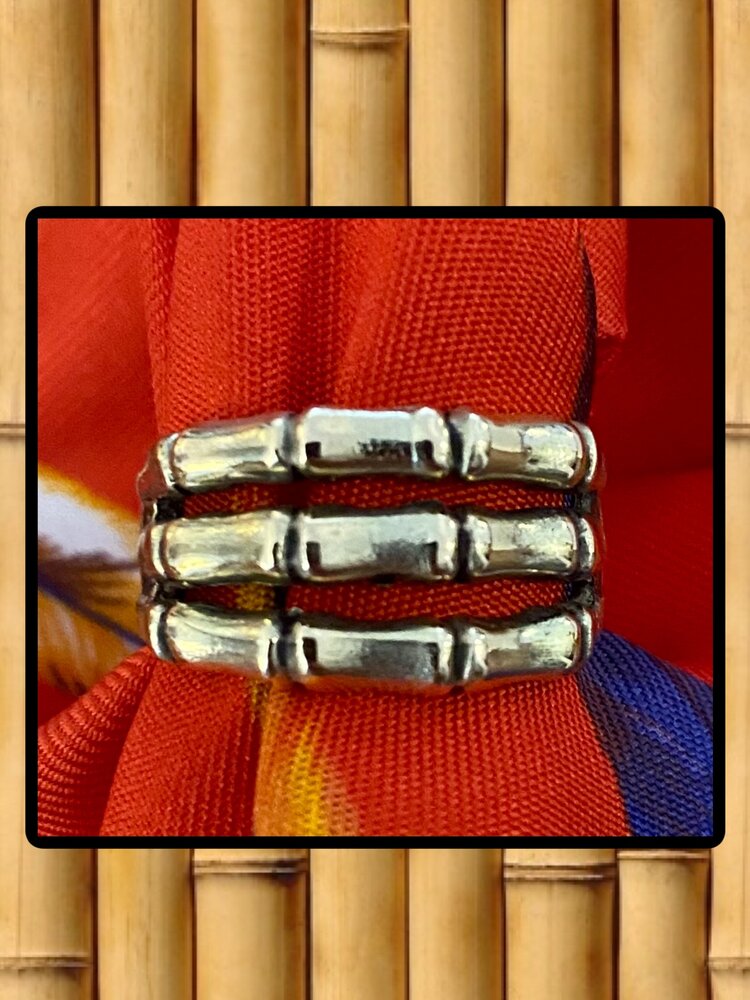 Triple Bamboo bar ring massive 14 crt gold