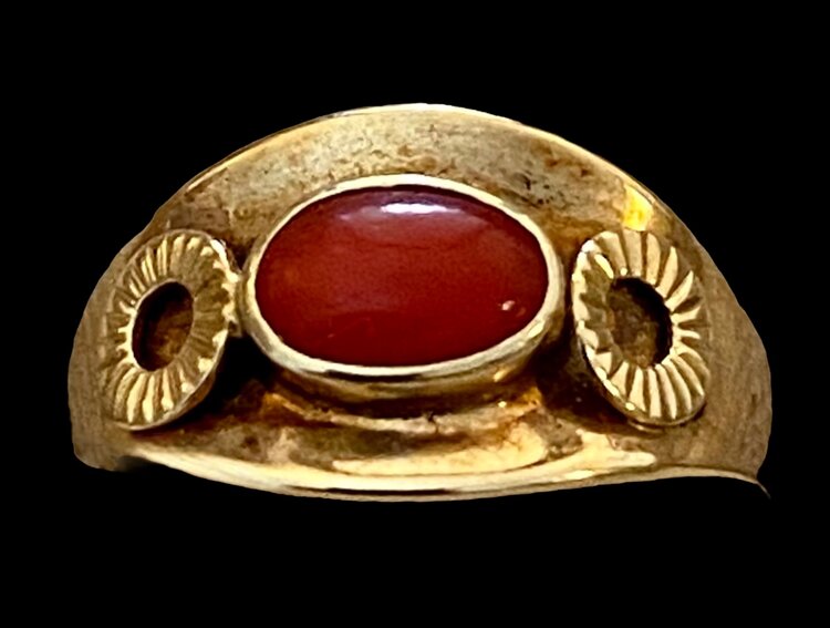 Coral band ring gold disc 14 crt