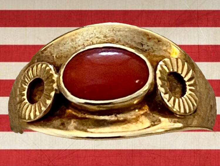 Coral band ring gold disc 14 crt