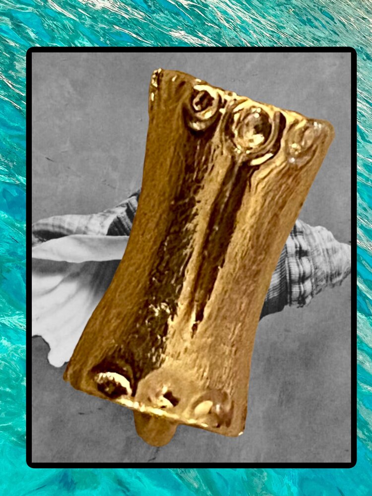 Bamboo bar chunky ring massive 14 crt