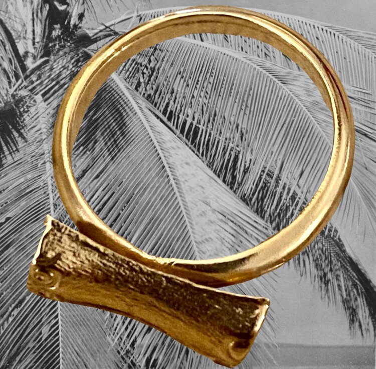 Bamboo bar chunky ring massive 14 crt