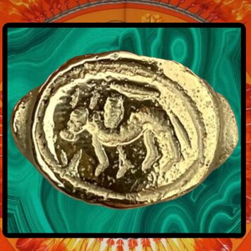 Old round Assyrian inspired Ox ring