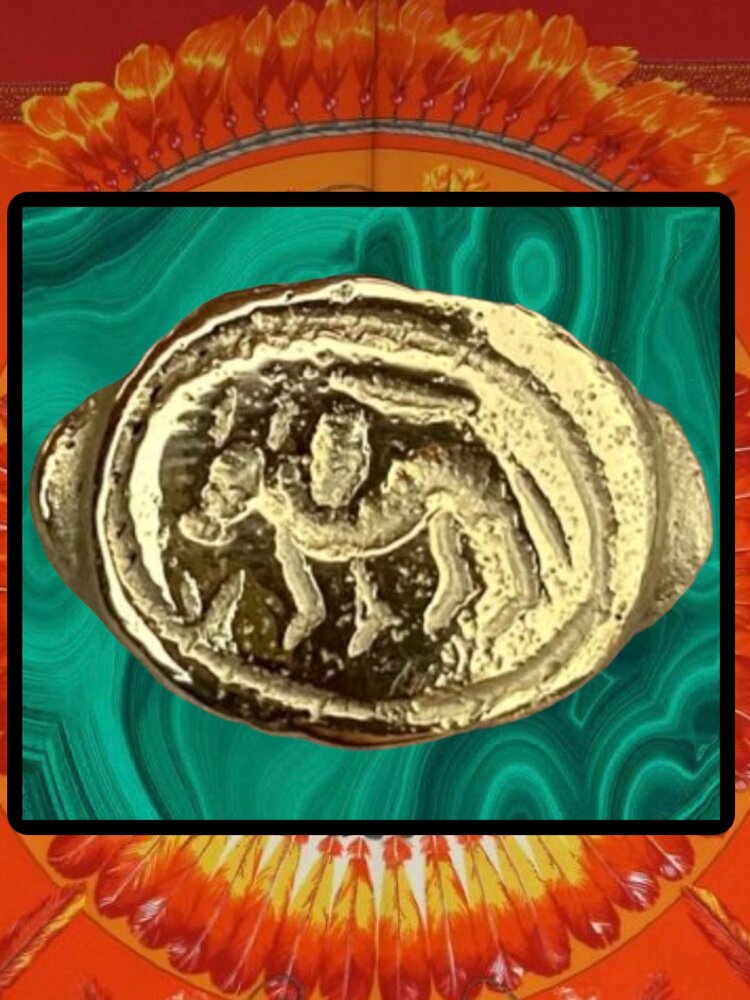 Old round Assyrian inspired Ox ring