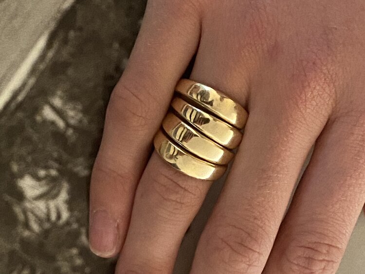 Bubble band stack ring massive 14 crt