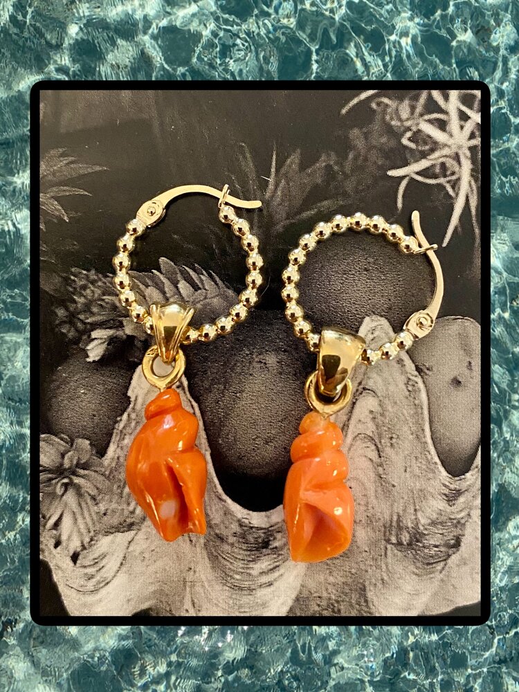 Coral shell ball hoops 14 crt