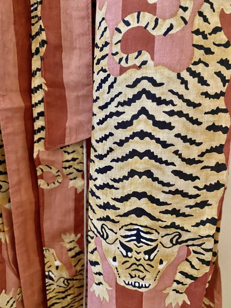 Light pink tiger bathrobe 100%cotton