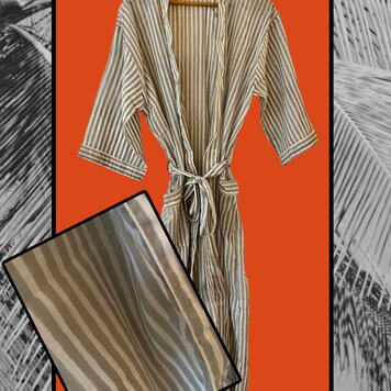 Grey white stripe bathrobe 100% cotton