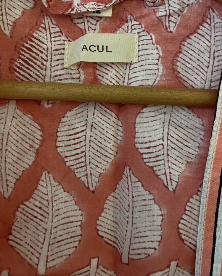 Pink white leaf stripe print bathrobe 100%cotton