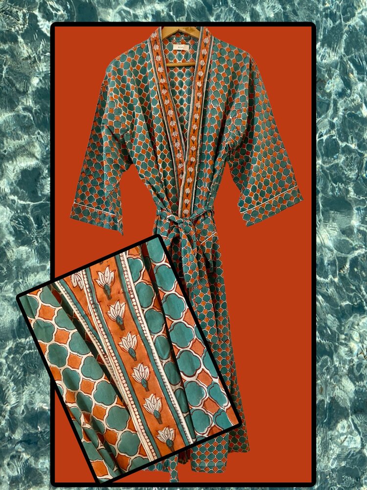 Orange green bathrobe 100%cotton