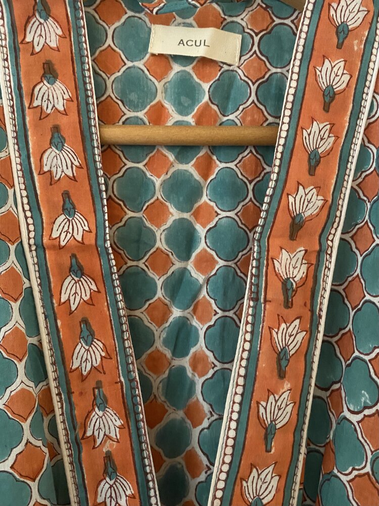 Orange green bathrobe 100%cotton