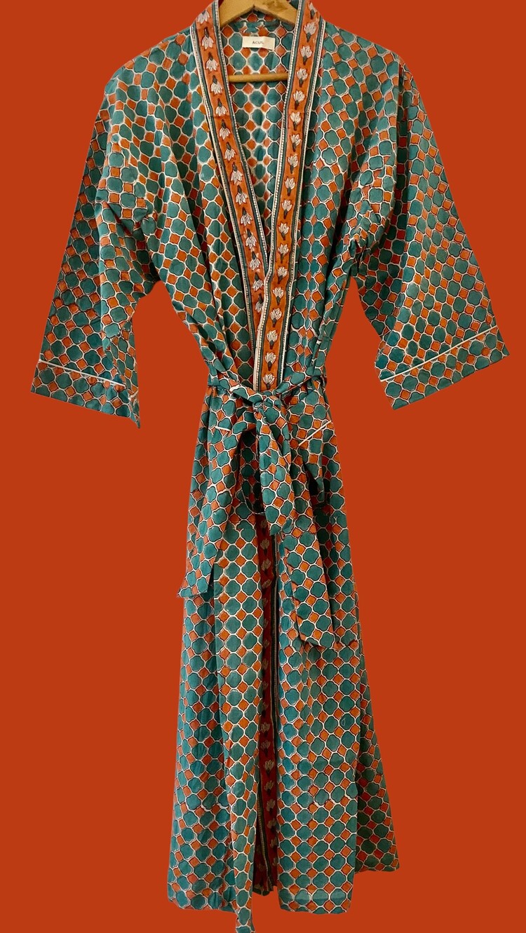 Orange green bathrobe 100%cotton