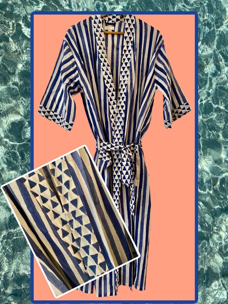 white pyramid motif bathrobe 100%cotton