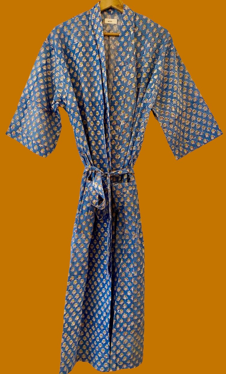 yellow floral pattern bathrobe 100%cotton