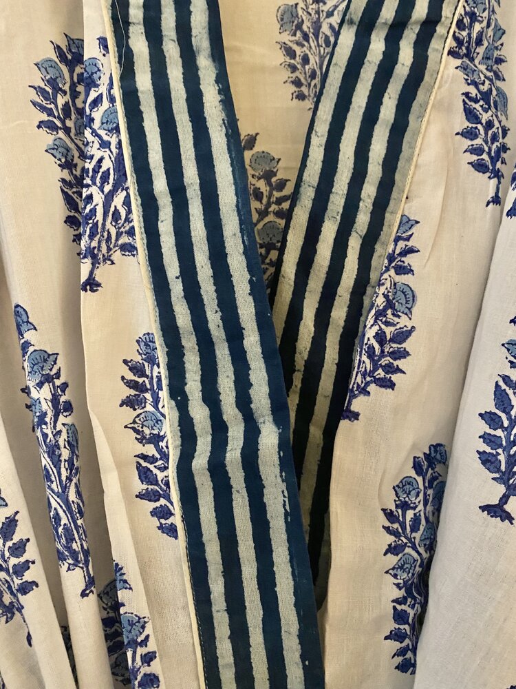 Blue white floral bathrobe 100%cotton