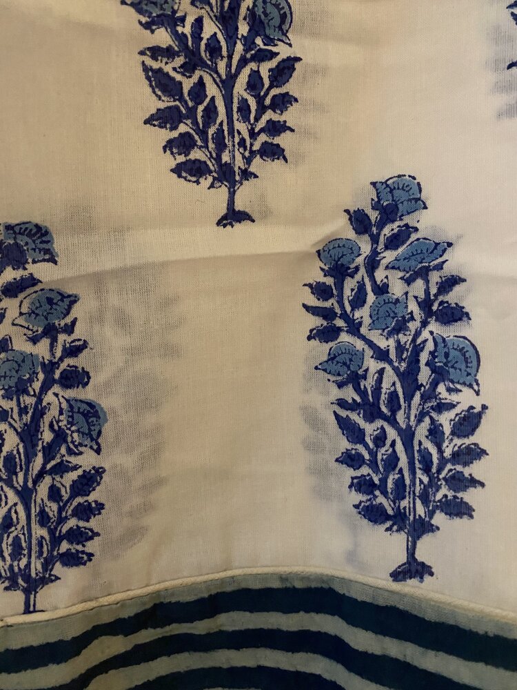 Blue white floral bathrobe 100%cotton