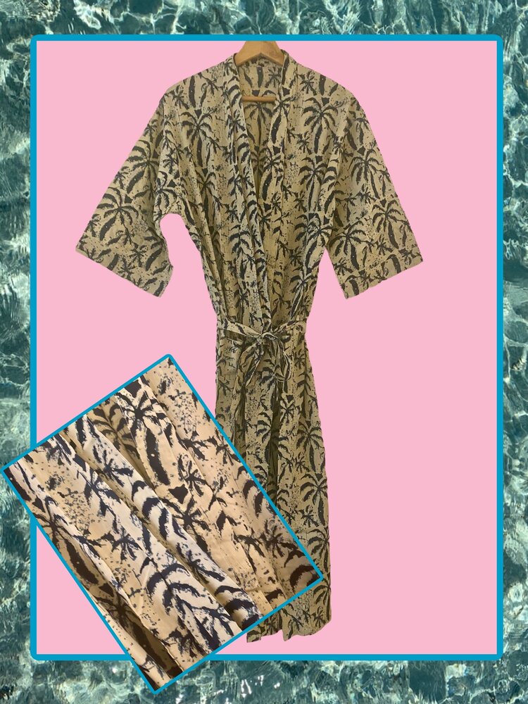 Blue palm bathrope 100%cotton