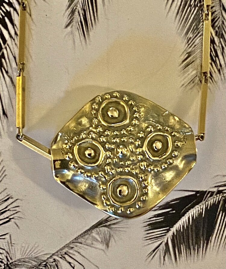 Heavy square indian chunky motif charm massive 14 crt gold