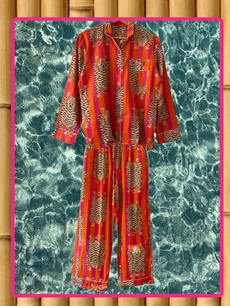 Tiger pyama hard pink 100% cotton