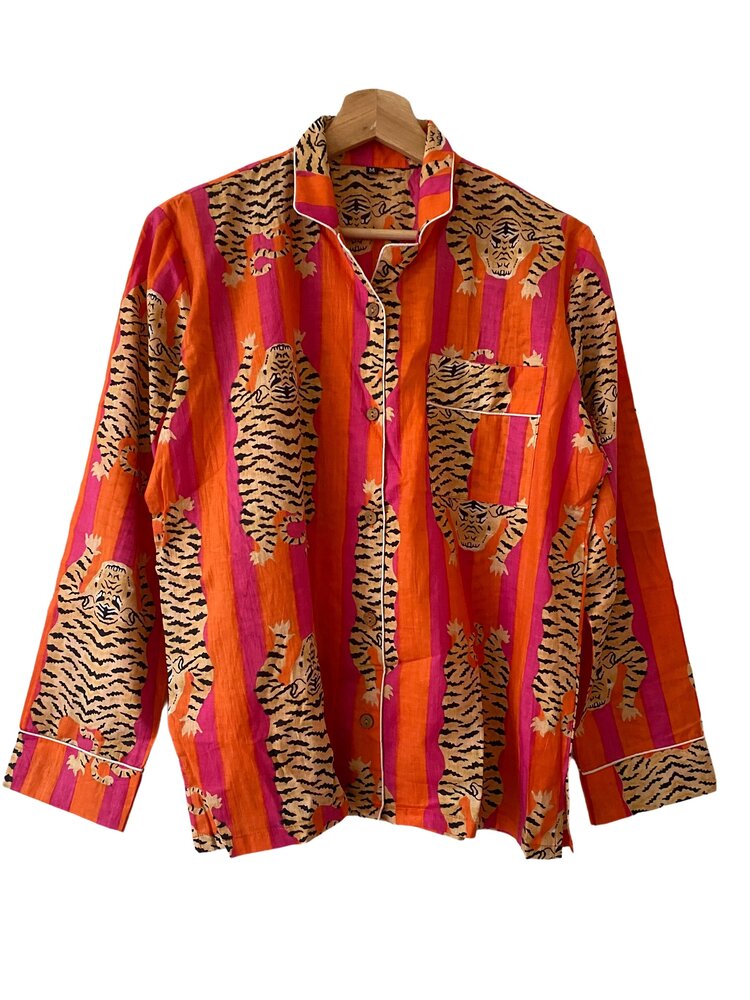 Tiger pyama hard pink 100% cotton