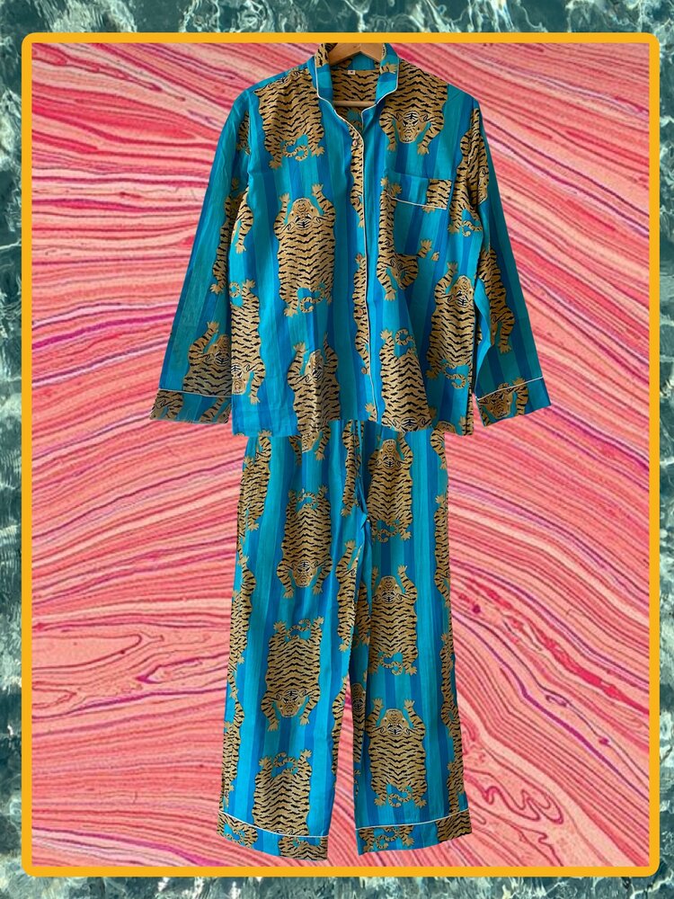 Tiger pyama blue stripe 100%cotton