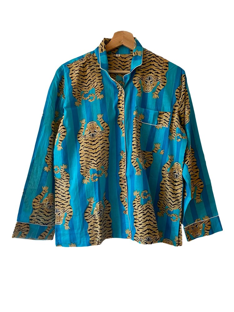 Tiger pyama blue stripe 100%cotton