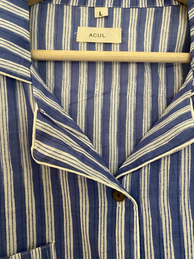 Blue white classic striped pyama 100%cotton