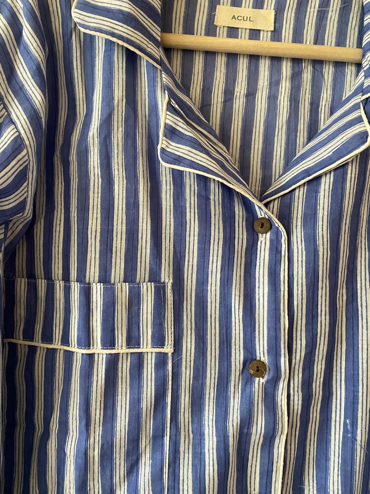 Blue white classic striped pyama 100%cotton