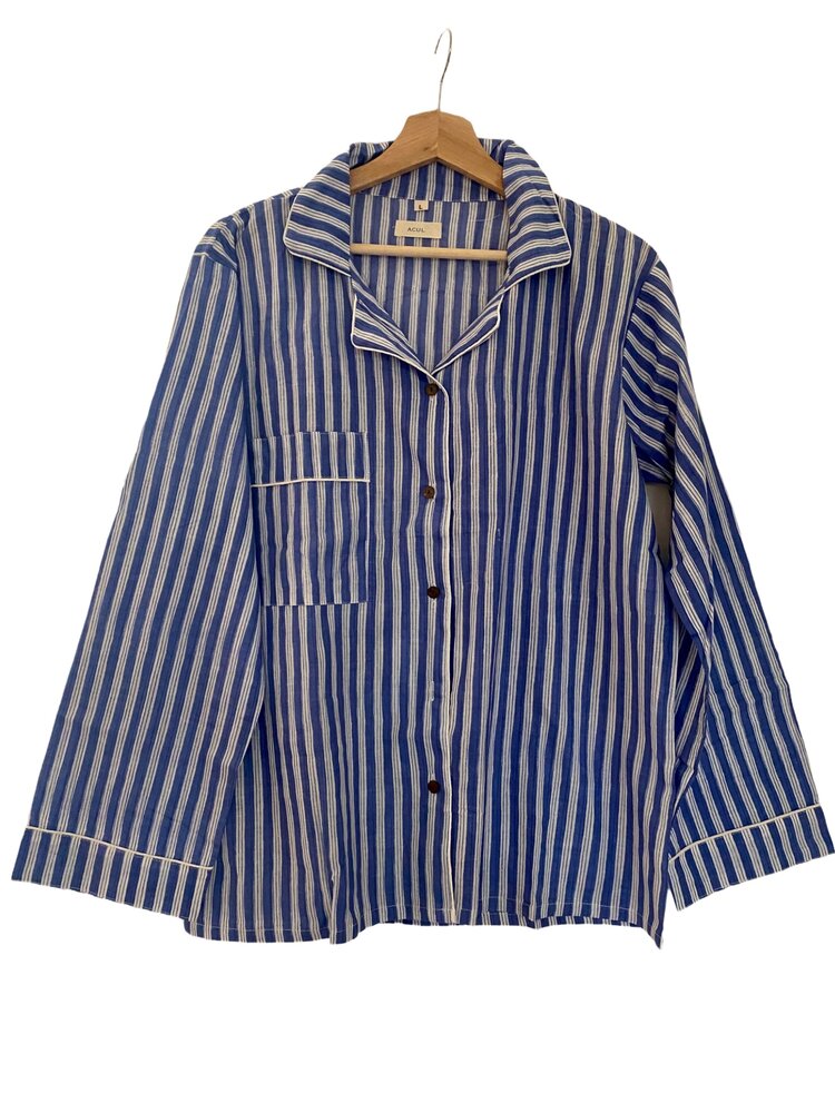Blue white classic striped pyama 100%cotton