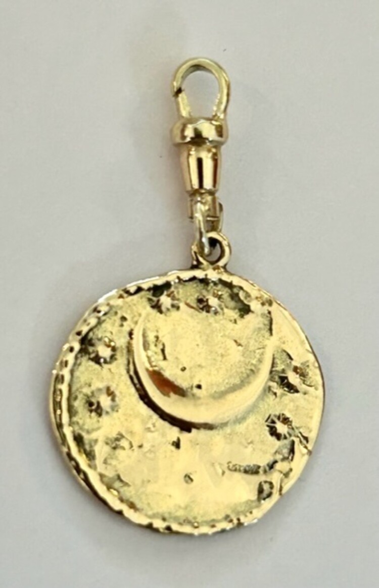 Palm moon crescent charm 14 crt