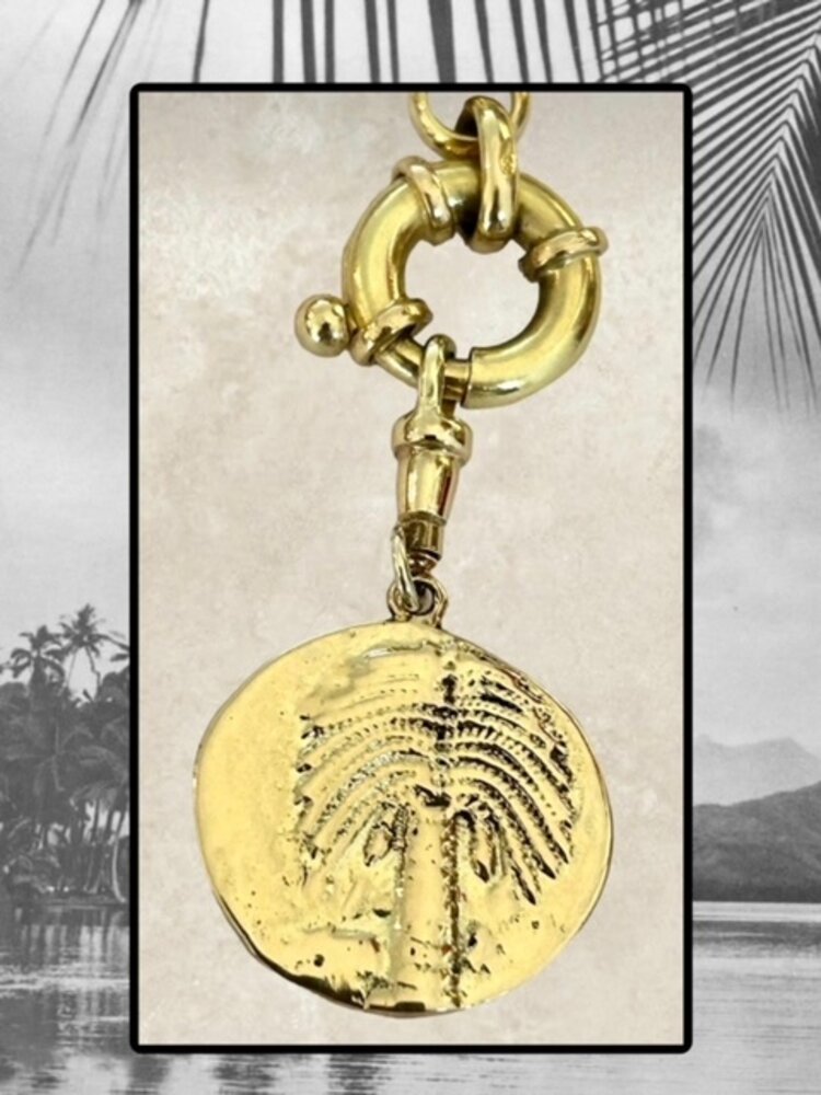 Palm moon crescent charm 14 crt