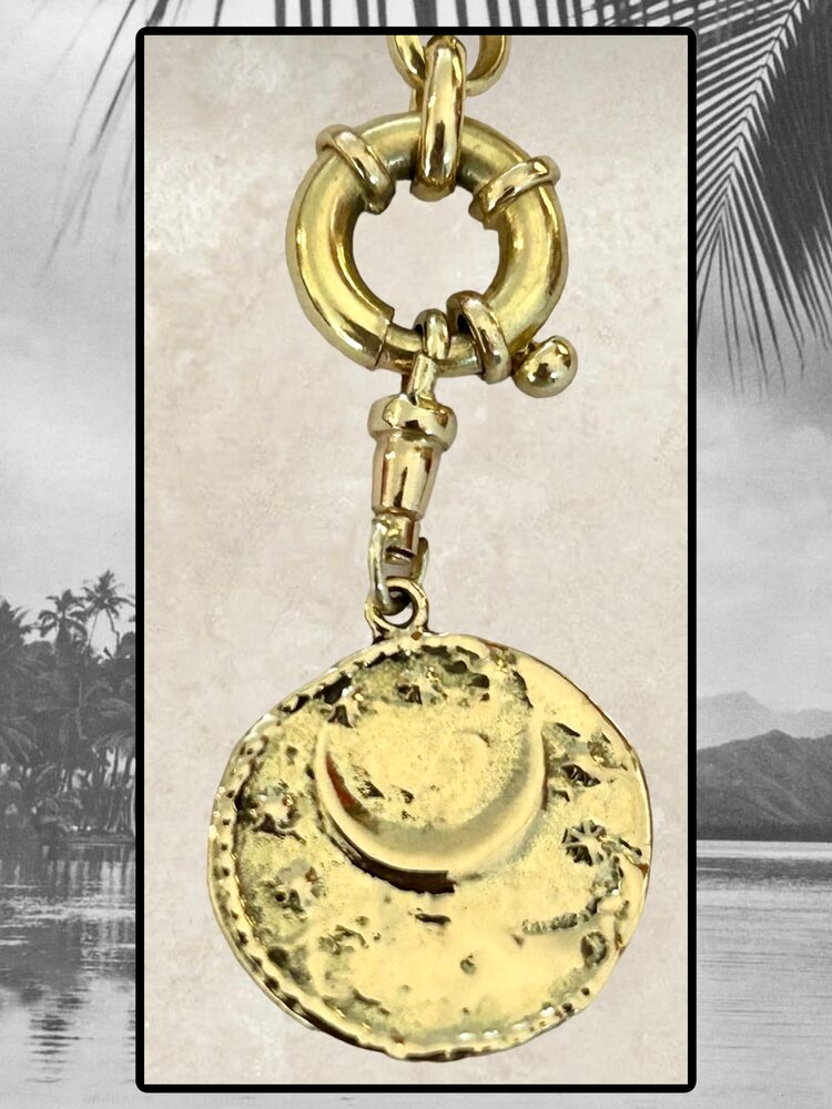 Palm moon crescent charm 14 crt