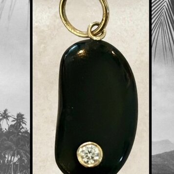 Onyx black bean diamond charm 14 crt