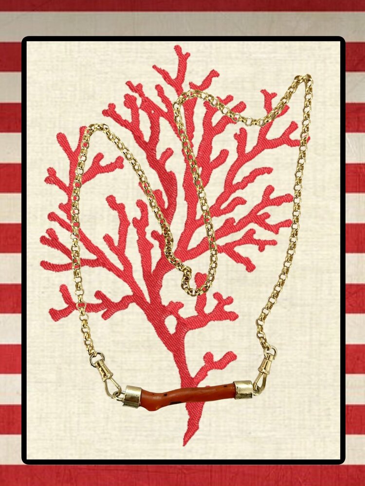 Coral bar jasseron necklace 14 crt