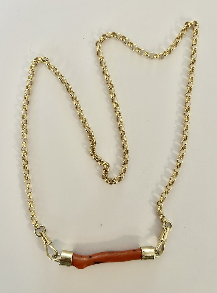Coral bar jasseron necklace 14 crt