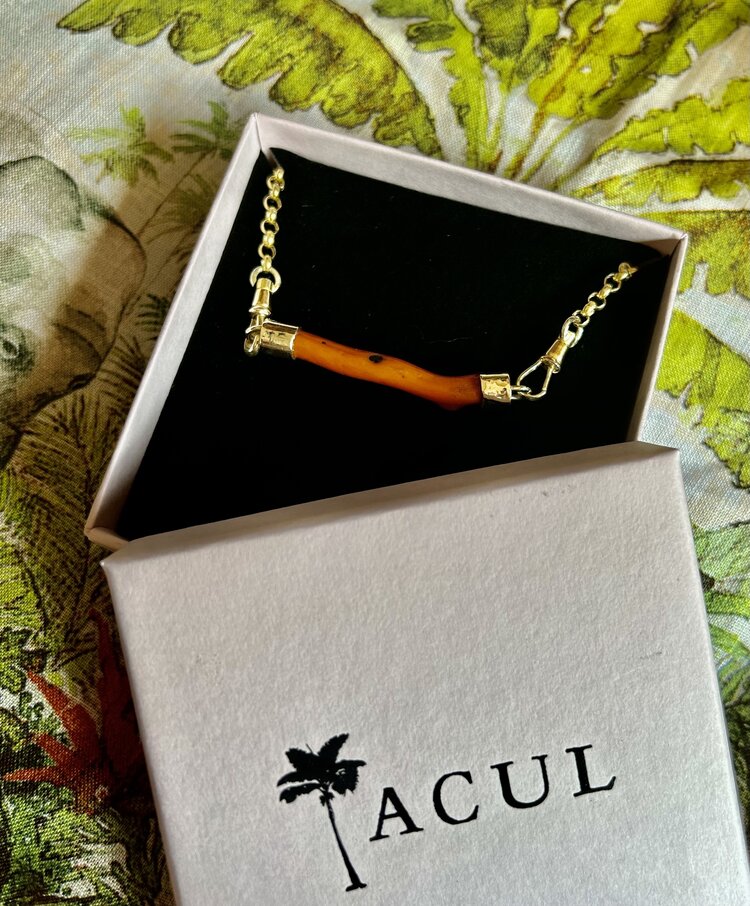 Coral bar jasseron necklace 14 crt